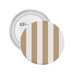 Vertical Stripes - White and Tan Brown 2.25  Button