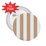 Vertical Stripes - White and Tan Brown 2.25  Button (10 pack)