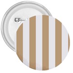 Vertical Stripes - White and Tan Brown 3  Button