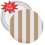 Vertical Stripes - White and Tan Brown 3  Button (100 pack)