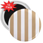 Vertical Stripes - White and Tan Brown 3  Magnet (10 pack)
