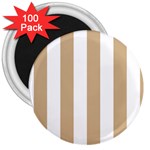 Vertical Stripes - White and Tan Brown 3  Magnet (100 pack)
