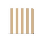 Vertical Stripes - White and Tan Brown Magnet (Square)
