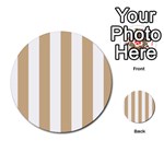 Vertical Stripes - White and Tan Brown Multi-purpose Cards (Round)