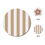 Vertical Stripes - White and Tan Brown Playing Cards (Round)