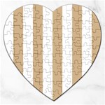 Vertical Stripes - White and Tan Brown Jigsaw Puzzle (Heart)