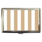 Vertical Stripes - White and Tan Brown Cigarette Money Case