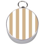 Vertical Stripes - White and Tan Brown Silver Compass
