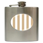 Vertical Stripes - White and Tan Brown Hip Flask (6 oz)