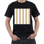 Vertical Stripes - White and Tan Brown Men s T-Shirt (Black)