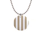 Vertical Stripes - White and Khaki Brown 1  Button Necklace