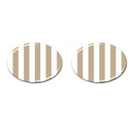 Vertical Stripes - White and Khaki Brown Cufflinks (Oval)