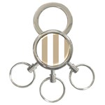 Vertical Stripes - White and Khaki Brown 3-Ring Key Chain