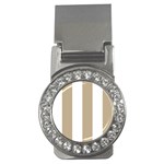 Vertical Stripes - White and Khaki Brown Money Clip (CZ)