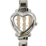 Vertical Stripes - White and Khaki Brown Heart Italian Charm Watch