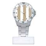 Vertical Stripes - White and Khaki Brown Nurses Watch