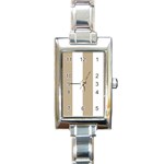 Vertical Stripes - White and Khaki Brown Rectangle Italian Charm Watch