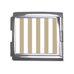 Vertical Stripes - White and Khaki Brown Mega Link Italian Charm (18mm)