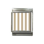 Vertical Stripes - White and Khaki Brown Italian Charm (13mm)