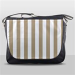 Vertical Stripes - White and Khaki Brown Messenger Bag