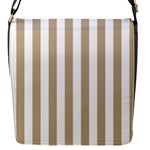 Vertical Stripes - White and Khaki Brown Flap Closure Messenger Bag (S)