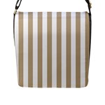 Vertical Stripes - White and Khaki Brown Flap Closure Messenger Bag (L)
