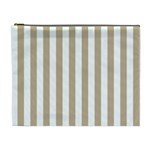 Vertical Stripes - White and Khaki Brown Cosmetic Bag (XL)