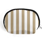 Vertical Stripes - White and Khaki Brown Accessory Pouch (Medium)