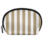 Vertical Stripes - White and Khaki Brown Accessory Pouch (Large)