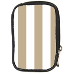 Vertical Stripes - White and Khaki Brown Compact Camera Leather Case