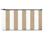 Vertical Stripes - White and Khaki Brown Pencil Case