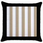 Vertical Stripes - White and Khaki Brown Throw Pillow Case (Black)