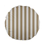 Vertical Stripes - White and Khaki Brown Standard 15  Premium Round Cushion