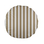 Vertical Stripes - White and Khaki Brown Standard 15  Premium Flano Round Cushion