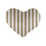 Vertical Stripes - White and Khaki Brown Standard 16  Premium Heart Shape Cushion