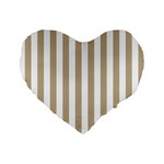 Vertical Stripes - White and Khaki Brown Standard 16  Premium Flano Heart Shape Cushion