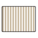 Vertical Stripes - White and Khaki Brown Fleece Blanket (Small) (One Side)