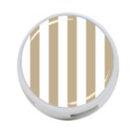 Vertical Stripes - White and Khaki Brown 4-Port USB Hub (One Side)
