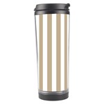 Vertical Stripes - White and Khaki Brown Travel Tumbler