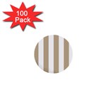 Vertical Stripes - White and Khaki Brown 1  Mini Button (100 pack)