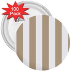 Vertical Stripes - White and Khaki Brown 3  Button (100 pack)
