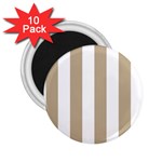 Vertical Stripes - White and Khaki Brown 2.25  Magnet (10 pack)