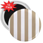 Vertical Stripes - White and Khaki Brown 3  Magnet (10 pack)