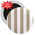 Vertical Stripes - White and Khaki Brown 3  Magnet (100 pack)