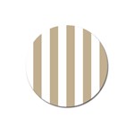 Vertical Stripes - White and Khaki Brown Magnet 3  (Round)