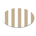 Vertical Stripes - White and Khaki Brown Magnet (Oval)
