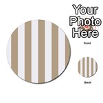 Vertical Stripes - White and Khaki Brown Multi-purpose Cards (Round)