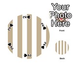 Vertical Stripes - White and Khaki Brown Playing Cards 54 (Round)