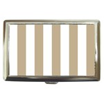 Vertical Stripes - White and Khaki Brown Cigarette Money Case