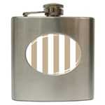 Vertical Stripes - White and Khaki Brown Hip Flask (6 oz)